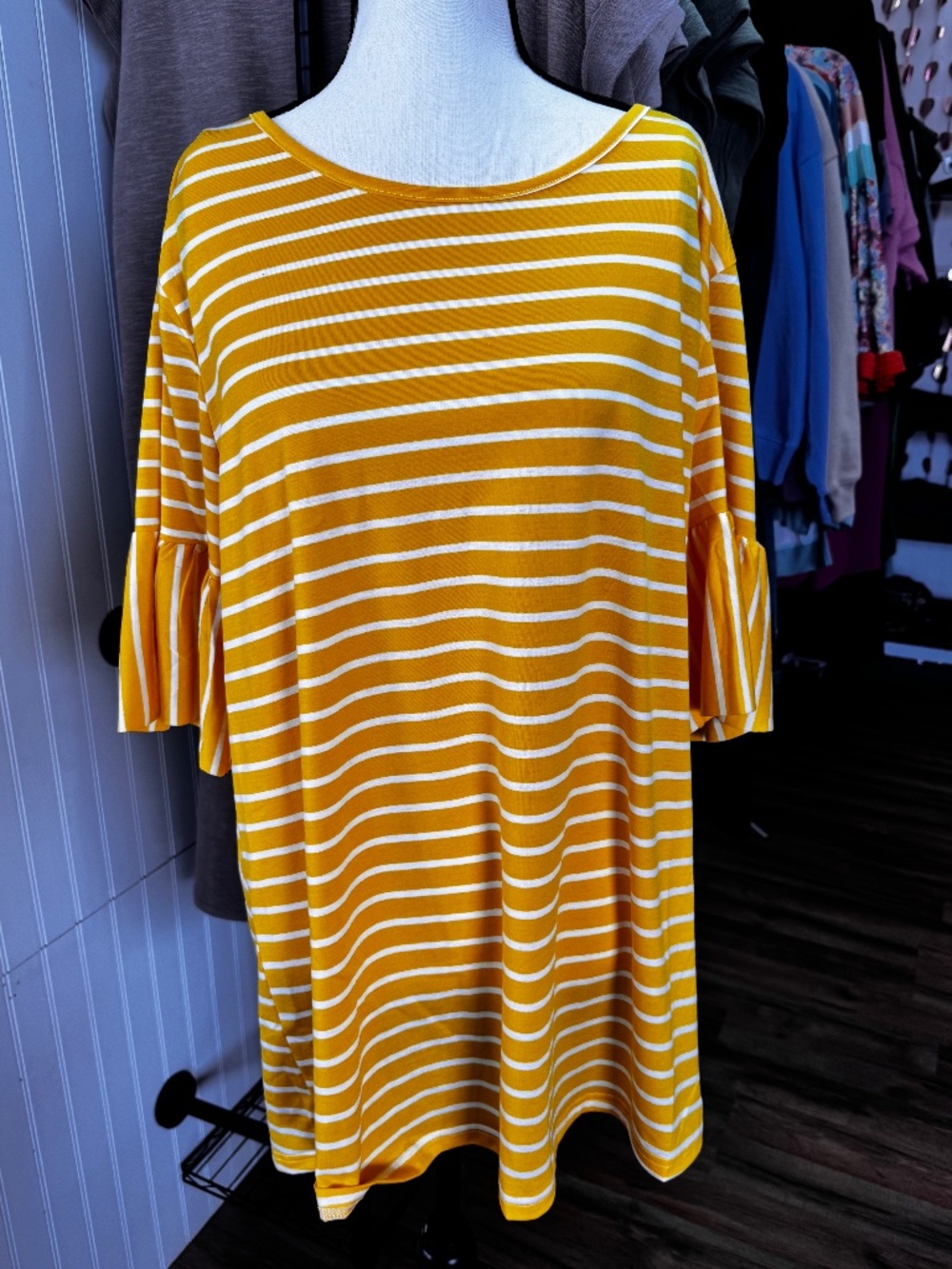 Plus Size - Tickle Teal - Yellow Stripe - 2x